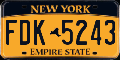 NY license plate FDK5243