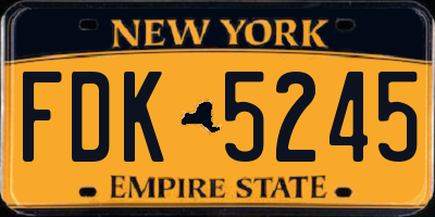 NY license plate FDK5245