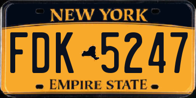NY license plate FDK5247