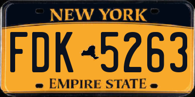 NY license plate FDK5263