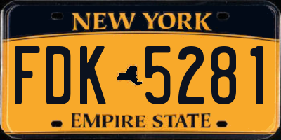 NY license plate FDK5281