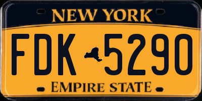 NY license plate FDK5290
