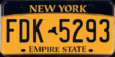 NY license plate FDK5293