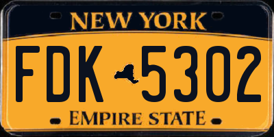 NY license plate FDK5302