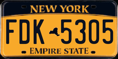 NY license plate FDK5305