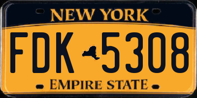 NY license plate FDK5308