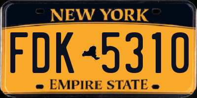 NY license plate FDK5310
