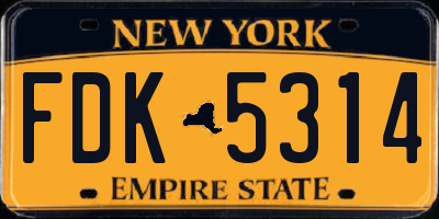 NY license plate FDK5314