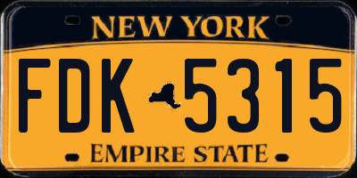 NY license plate FDK5315