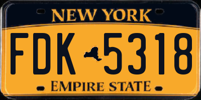 NY license plate FDK5318