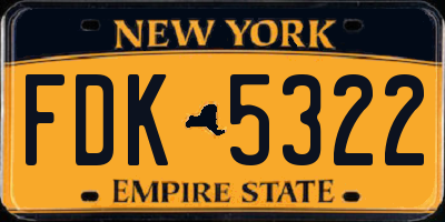 NY license plate FDK5322