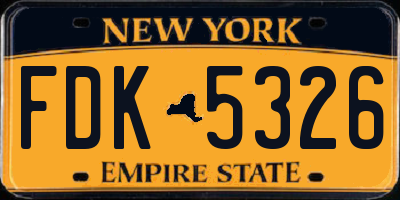 NY license plate FDK5326