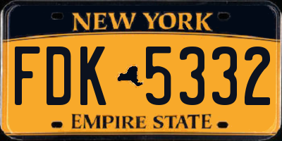 NY license plate FDK5332