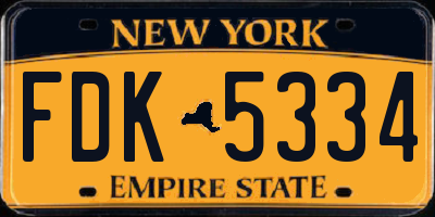NY license plate FDK5334