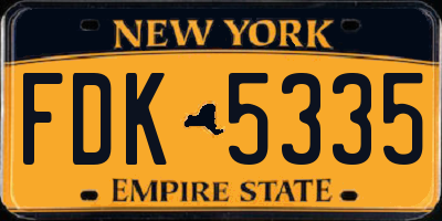 NY license plate FDK5335
