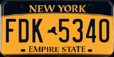 NY license plate FDK5340