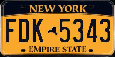NY license plate FDK5343