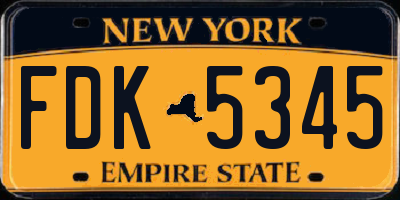 NY license plate FDK5345