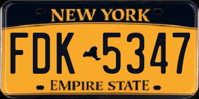 NY license plate FDK5347