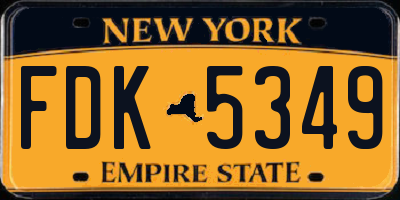 NY license plate FDK5349