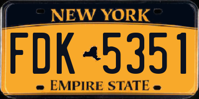 NY license plate FDK5351