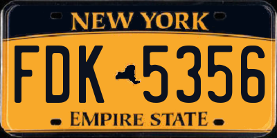 NY license plate FDK5356