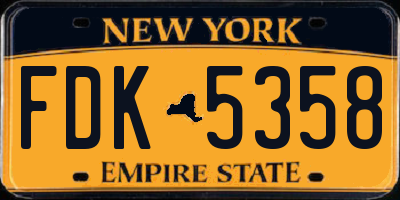 NY license plate FDK5358