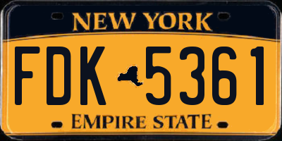 NY license plate FDK5361
