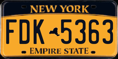 NY license plate FDK5363