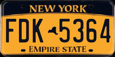 NY license plate FDK5364
