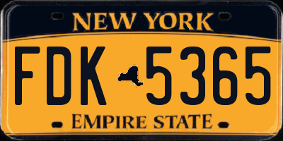 NY license plate FDK5365