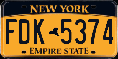 NY license plate FDK5374