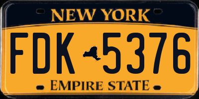NY license plate FDK5376