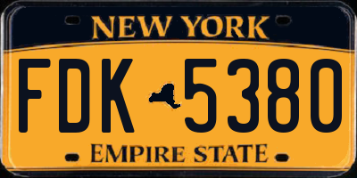 NY license plate FDK5380