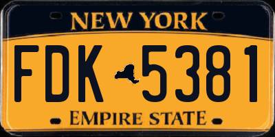 NY license plate FDK5381