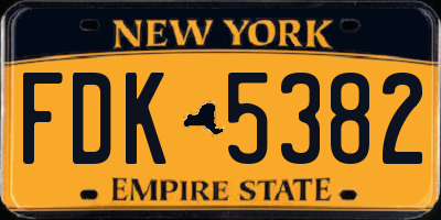 NY license plate FDK5382