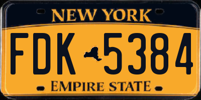 NY license plate FDK5384