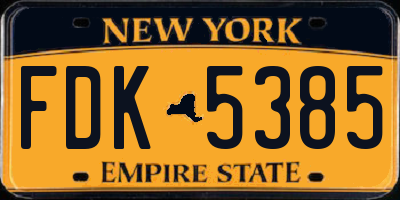 NY license plate FDK5385
