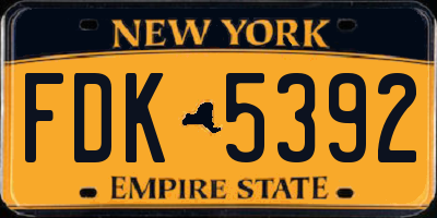 NY license plate FDK5392