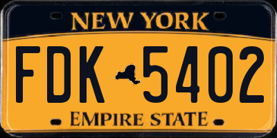 NY license plate FDK5402