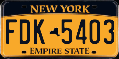 NY license plate FDK5403