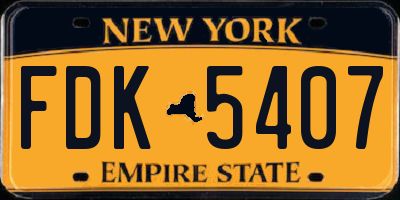 NY license plate FDK5407