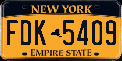 NY license plate FDK5409