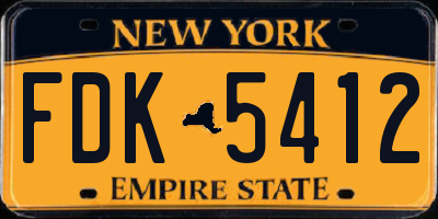 NY license plate FDK5412