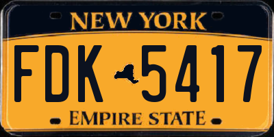 NY license plate FDK5417
