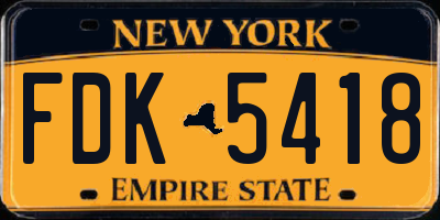 NY license plate FDK5418