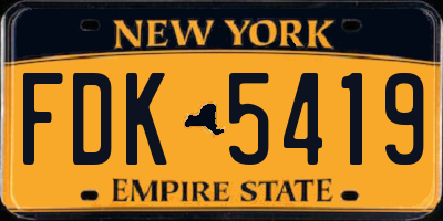 NY license plate FDK5419