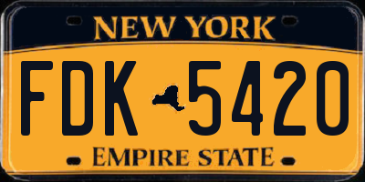 NY license plate FDK5420