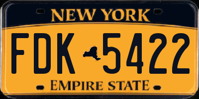 NY license plate FDK5422