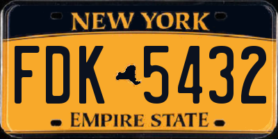 NY license plate FDK5432